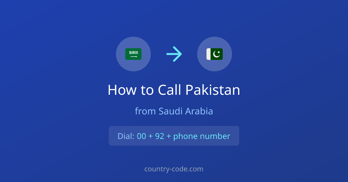 How to call Pakistan from Saudi Arabia dialing diagram
