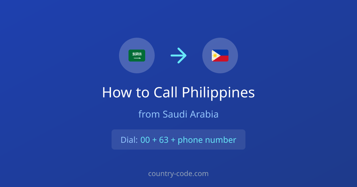 How to call Philippines from Saudi Arabia dialing diagram