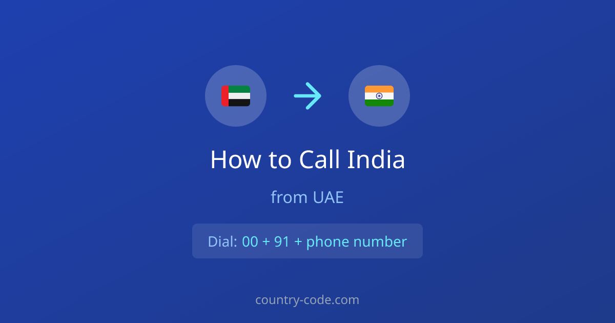 How to call India from United Arab Emirates dialing diagram
