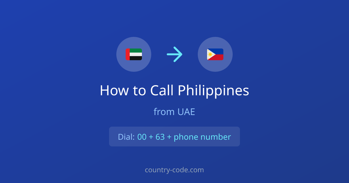 How to call Philippines from United Arab Emirates dialing diagram