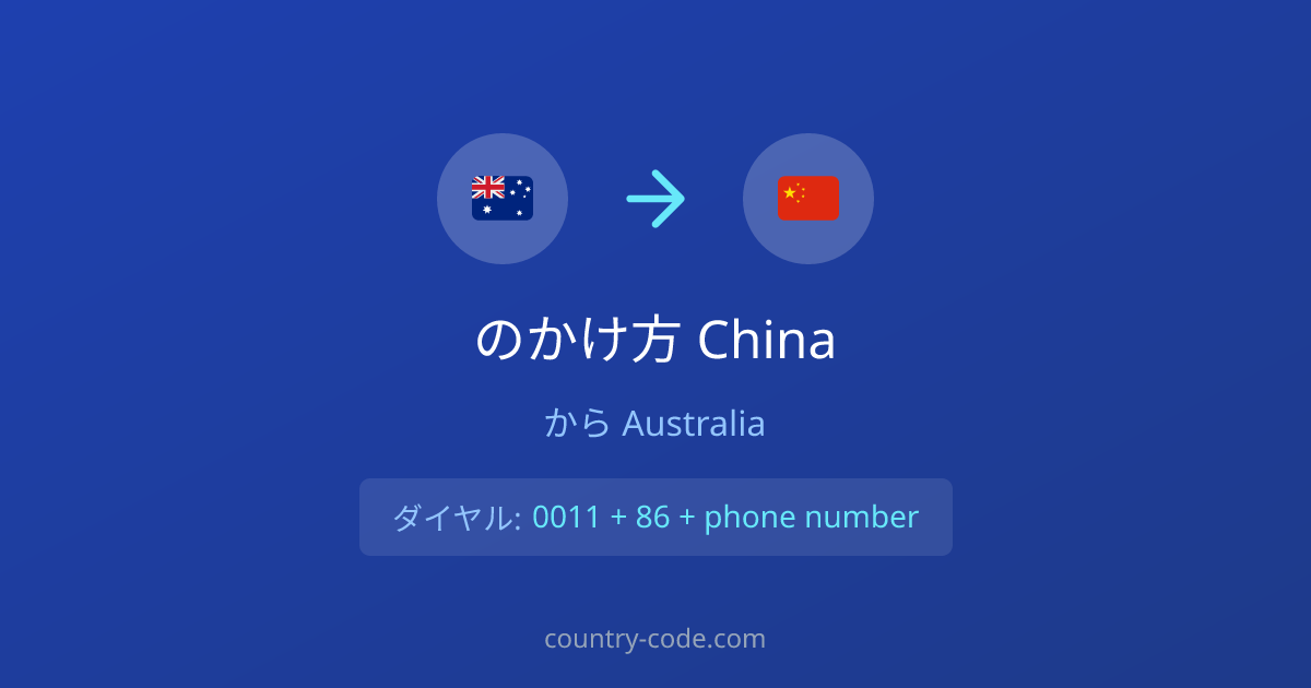 AustraliaからChinaへの国際電話のかけ方ダイヤル図