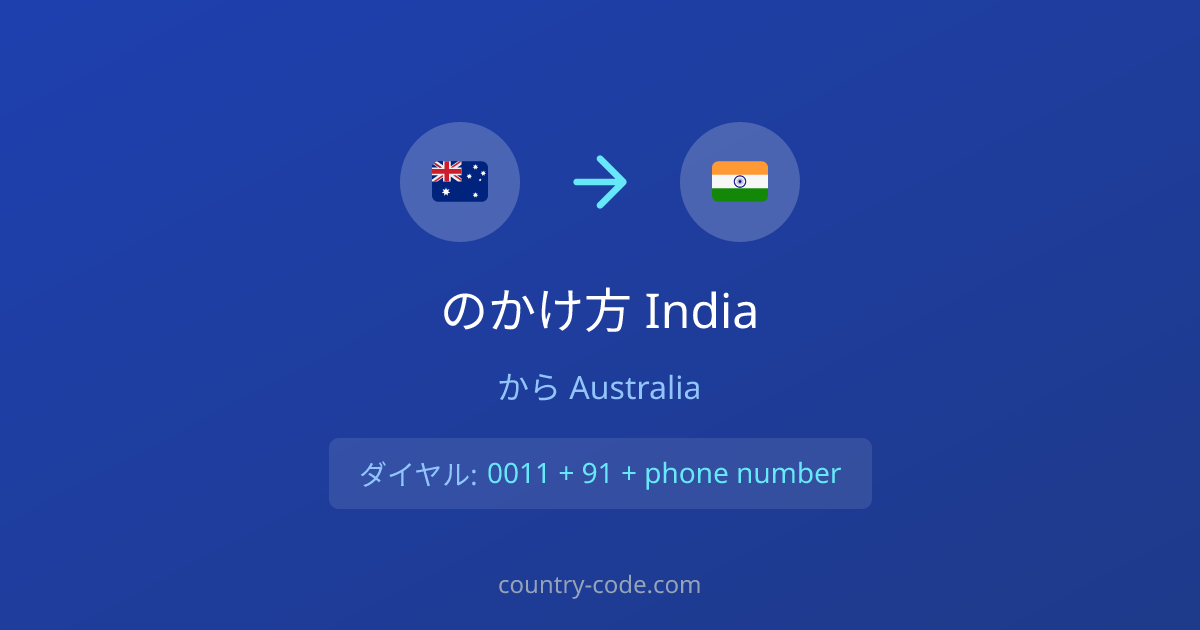 AustraliaからIndiaへの国際電話のかけ方ダイヤル図