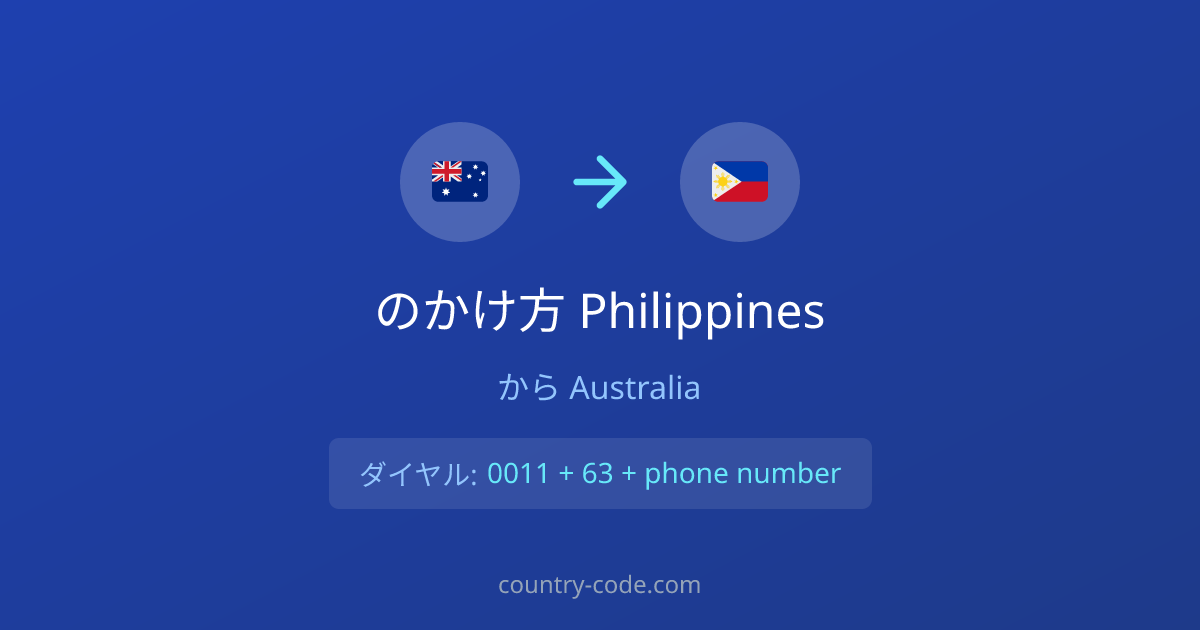 AustraliaからPhilippinesへの国際電話のかけ方ダイヤル図