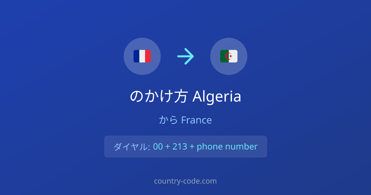 FranceからAlgeriaへの国際電話のかけ方ダイヤル図
