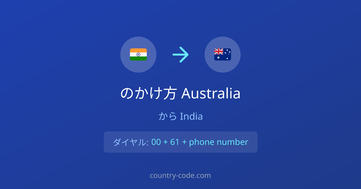IndiaからAustraliaへの国際電話のかけ方ダイヤル図
